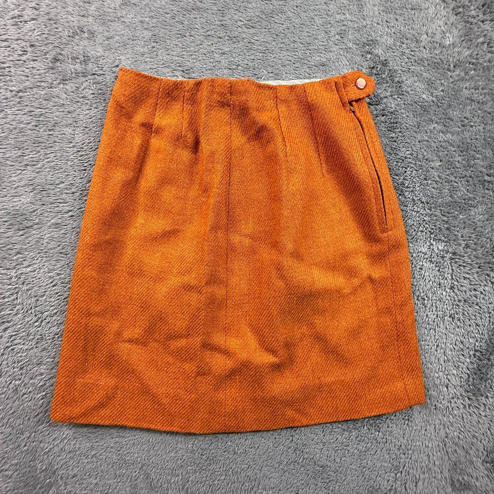 Vintage 70s Girls Orange Wool Skirt Sears Jr Bazaar Size 7 USA Mini A-Line